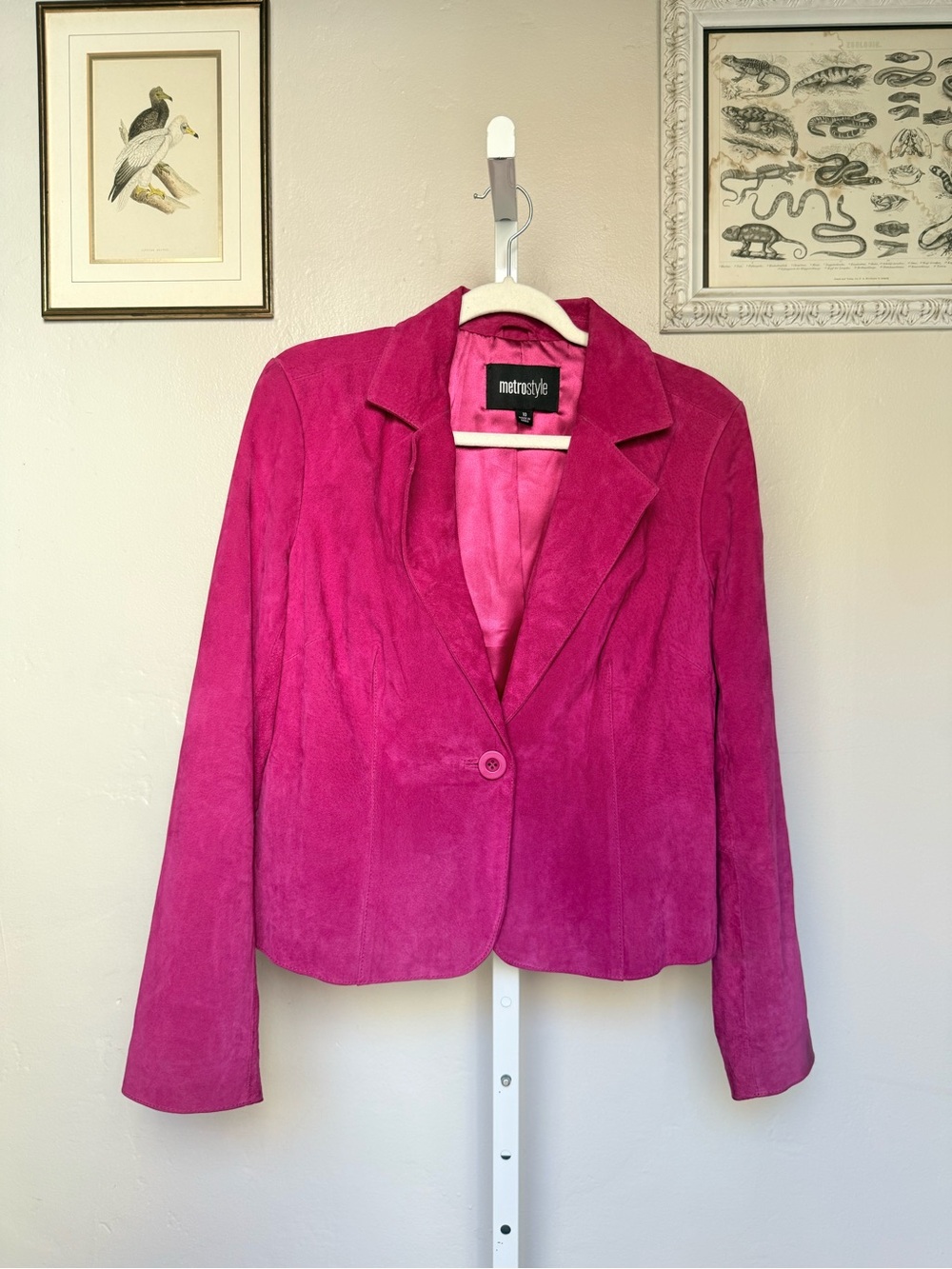 Magenta metrostyle Women's Hot Pink Suede Blazer Jacket Size 10